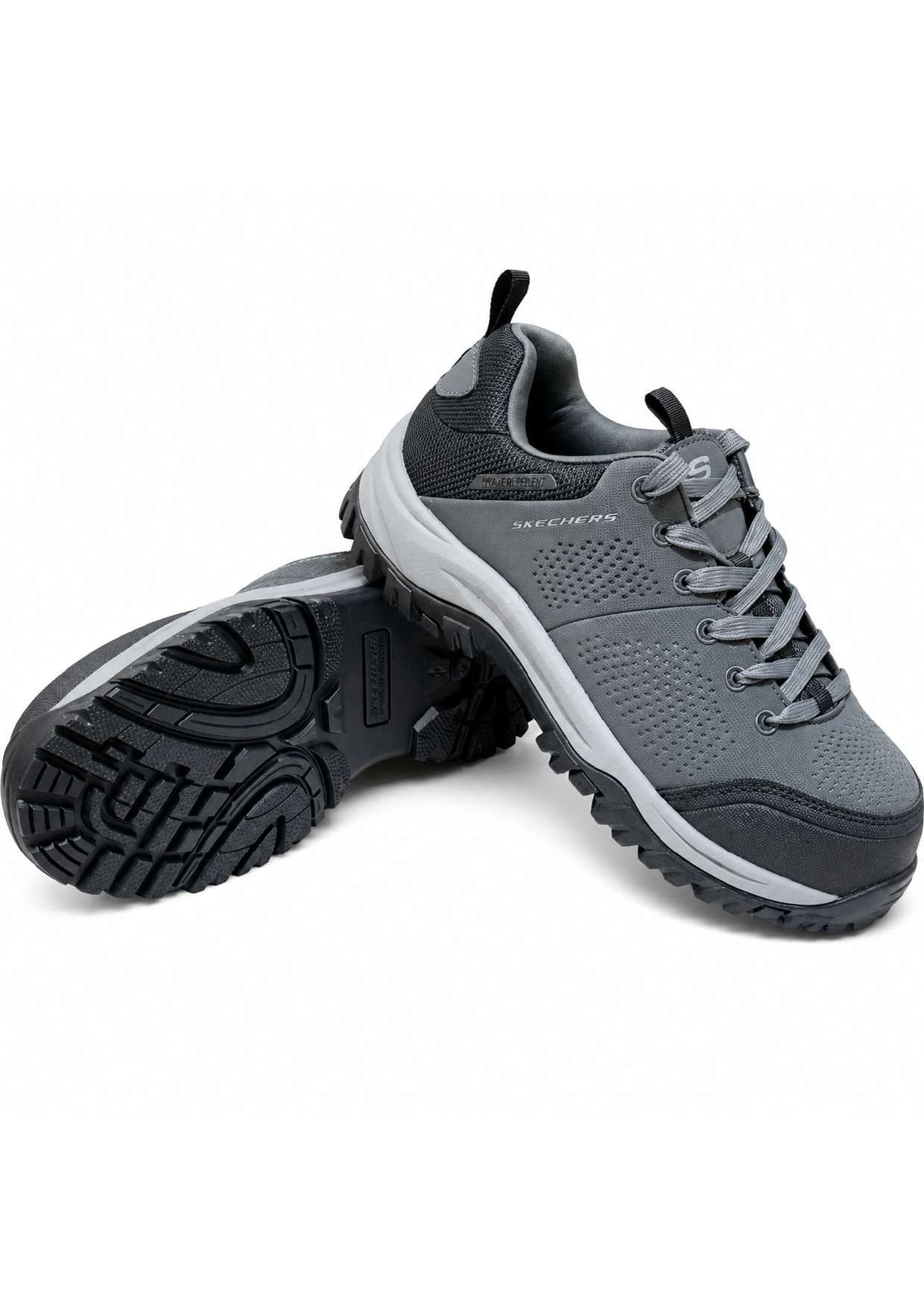 Skechers Water-Repellent Work Safety Shoes – Grey Lace-Up Footwear