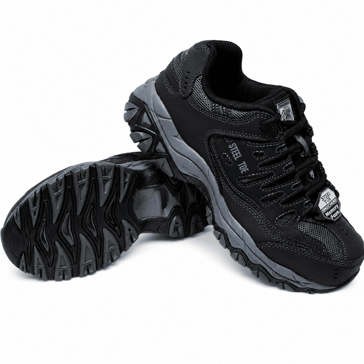 Skechers Steel Toe Safety Shoes – Black & Grey Memory Foam Work Shoes