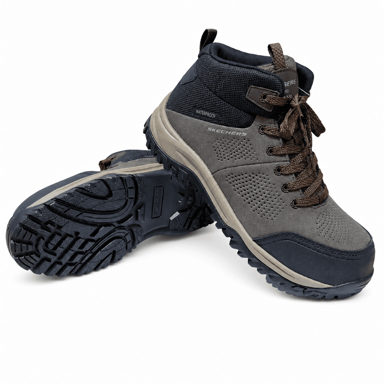 Skechers Waterproof Work Safety Boot – Grey Lace-Up Slip-Resistant Boot