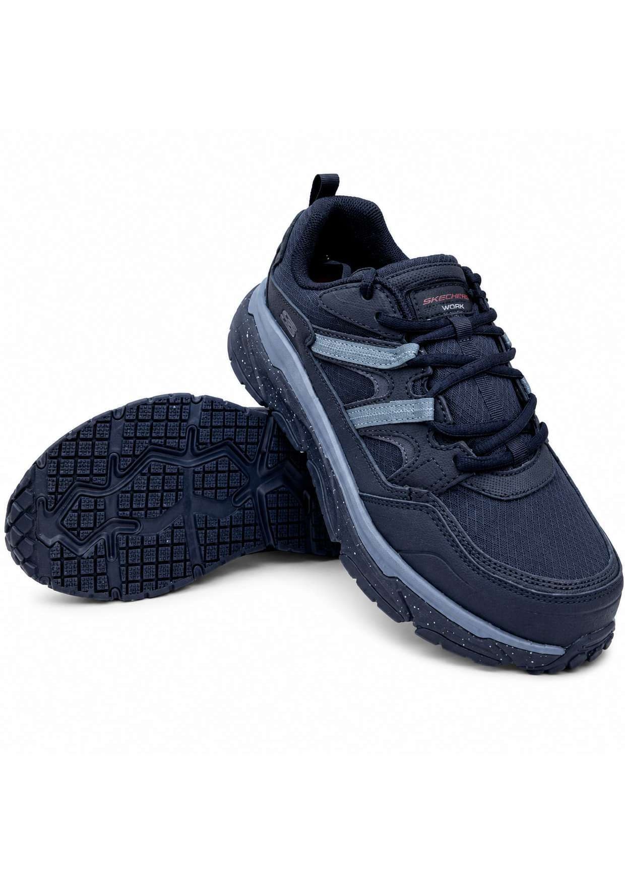 Skechers Work Safety Shoes – Navy & Grey Lace-Up Work Shoes