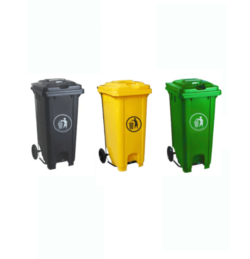 Plastic Waste Pedal Bin with Wheels 120L
